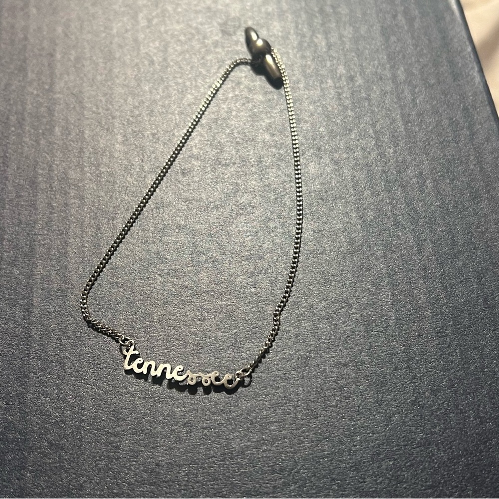 Silver Tone Tennessee Script Adjustable Bracelet - image 1